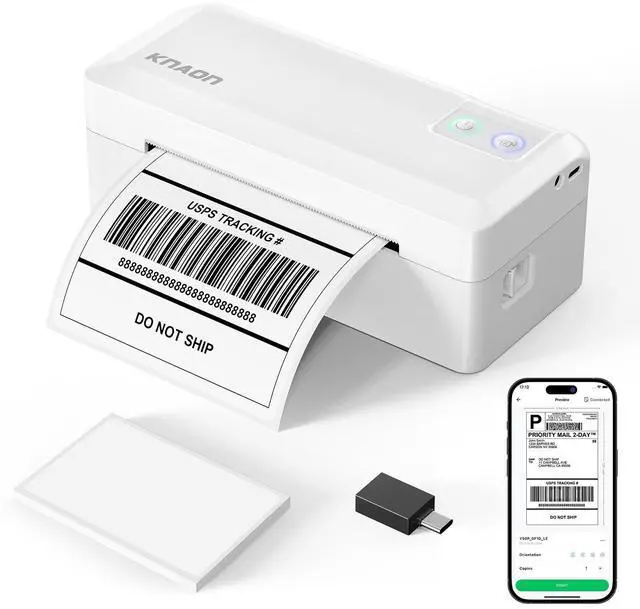 Main image of Shipping Thermal Label Printer, 4x6 Portable Label Printer, Bluetooth Label Maker for Small Business, Support iPhone,Android,Windows,Mac,Chromebook,Works with USPS, Ebay,Shopify&More, White