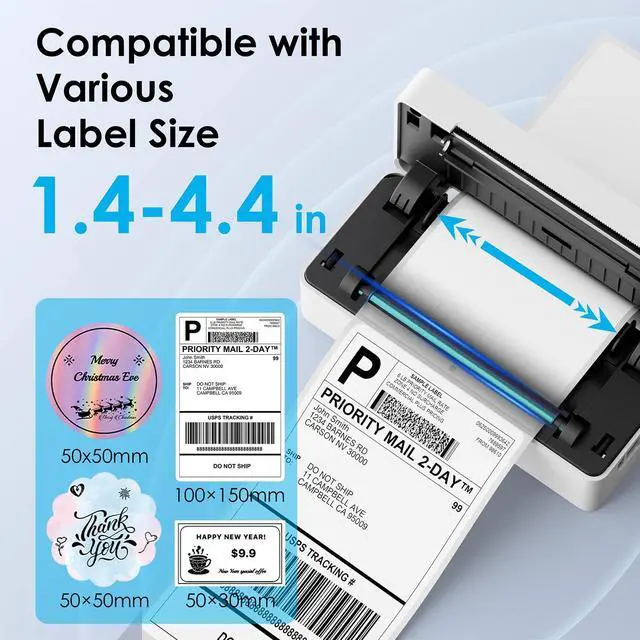 Alt view image 3 of 7 - Shipping Thermal Label Printer, 4x6 Portable Label Printer, Bluetooth Label Maker for Small Business, Support iPhone,Android,Windows,Mac,Chromebook,Works with USPS, Ebay,Shopify&More, White