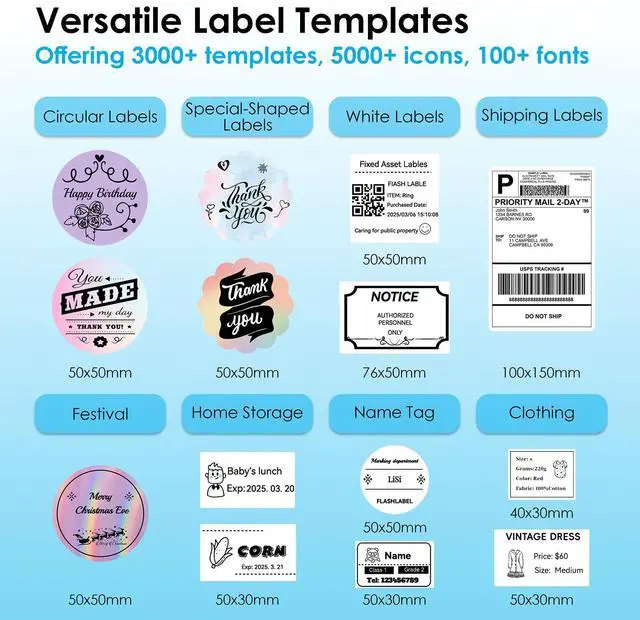 Alt view image 4 of 7 - Shipping Thermal Label Printer, 4x6 Portable Label Printer, Bluetooth Label Maker for Small Business, Support iPhone,Android,Windows,Mac,Chromebook,Works with USPS, Ebay,Shopify&More, White