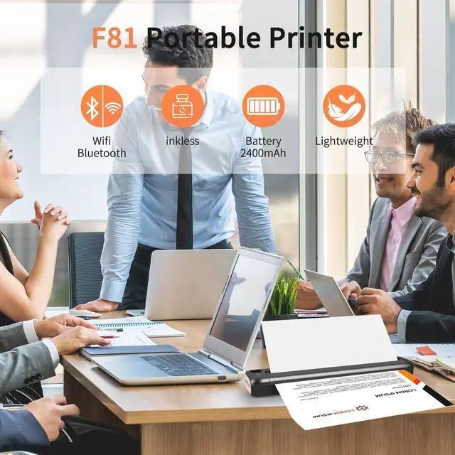 Alt view image 3 of 7 - Portable Printer, Bluetooth Inkless Thermal Printer Wireless for Travel, Compatible with Android iOS Phone & Laptop, Supports 8.5" X 11" US Letter for Office, Home, Car, Gray