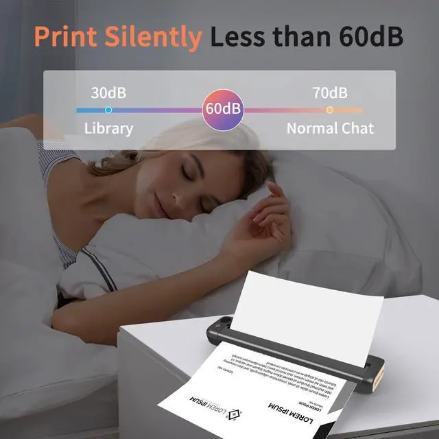 Alt view image 6 of 7 - Portable Printer, Bluetooth Inkless Thermal Printer Wireless for Travel, Compatible with Android iOS Phone & Laptop, Supports 8.5" X 11" US Letter for Office, Home, Car, Gray