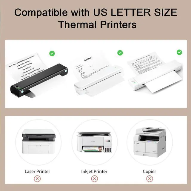 Alt view image 5 of 7 - 100 Sheets Thermal Printer Paper, 8.5''×11'' US Letter Size, Advanced Printing Paper, Thermal Paper Compatible with Brother Letter Portable Printer, Printer Paper for M08F-Letter, M832, M834, MT800