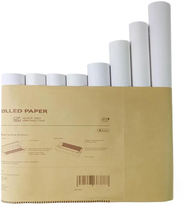 Alt view image 2 of 6 - 8 rolls, thermal printer paper 8.5x11 letter size, rolled, BPA free. For aixiqee,GUTHERREN, minzhi, Jadens, Gloryang, Peripage, Munbyn, Hprt, Phomemo, other printers(lasting 3 years)