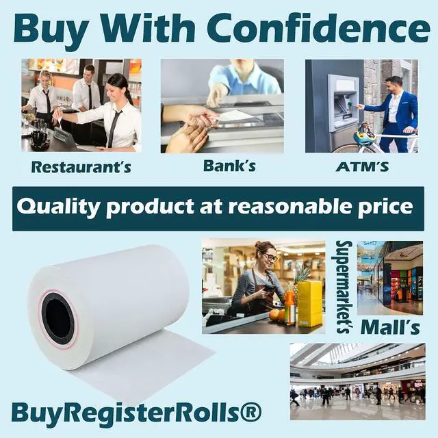 Alt view image 4 of 4 - (50 Rolls) 2 1/4 x 50 Thermal Paper Receipt Rolls 55 GSM Premium Quality German Paper fits all Credit Card Terminals Verifone VX520 Ingenico ICT220 ICT250 FD400 BPA Free