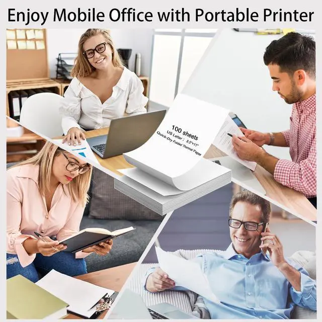 Alt view image 3 of 7 - Thermal Printer Paper 8.5 x 11 Inch, 100 Sheets US Letter Size Thermal Paper, Compatible with M08F/A40 Thermal Portable Printer, Continual Feeding Folded Printing Paper (100 Sheets/Continuous Folding)