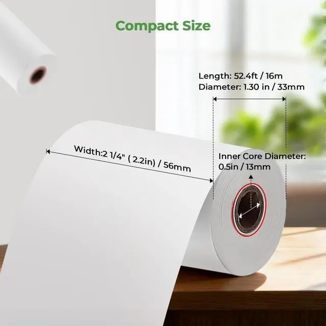 Alt view image 2 of 7 - 2 1/4" inch x 50'ft Thermal Paper (50 Rolls), BPA Free Receipt Paper, 58mm Thermal Receipt Papers Fits All 58mm Thermal POS Printer, Square Terminal Credit Card Machines printers clearly
