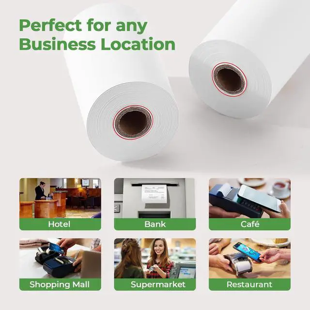 Alt view image 7 of 7 - 2 1/4" inch x 50'ft Thermal Paper (50 Rolls), BPA Free Receipt Paper, 58mm Thermal Receipt Papers Fits All 58mm Thermal POS Printer, Square Terminal Credit Card Machines printers clearly