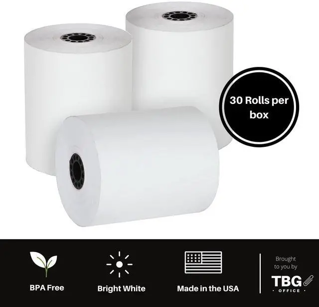 Alt view image 4 of 4 - 2 1/4 x 165' Thermal Paper Rolls - BPA FREE MADE IN USA - Receipt paper rolls Point of Sale Cash Register - Thermal printer paper - Credit Card Paper - (1 Case - 30 Rolls)