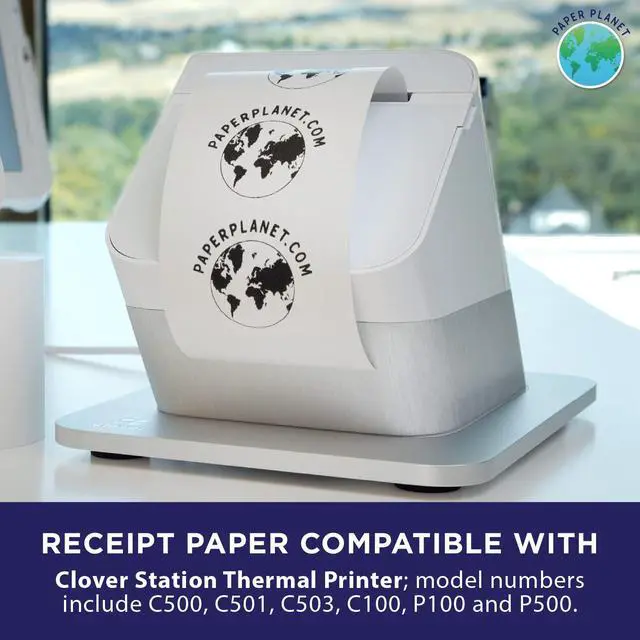 Alt view image 3 of 7 - Thermal Receipt Printer Paper for Clover Station | 20 Rolls | Compatible with C500 C501 C503 C100 P100 P500 P550 Duo Solo
