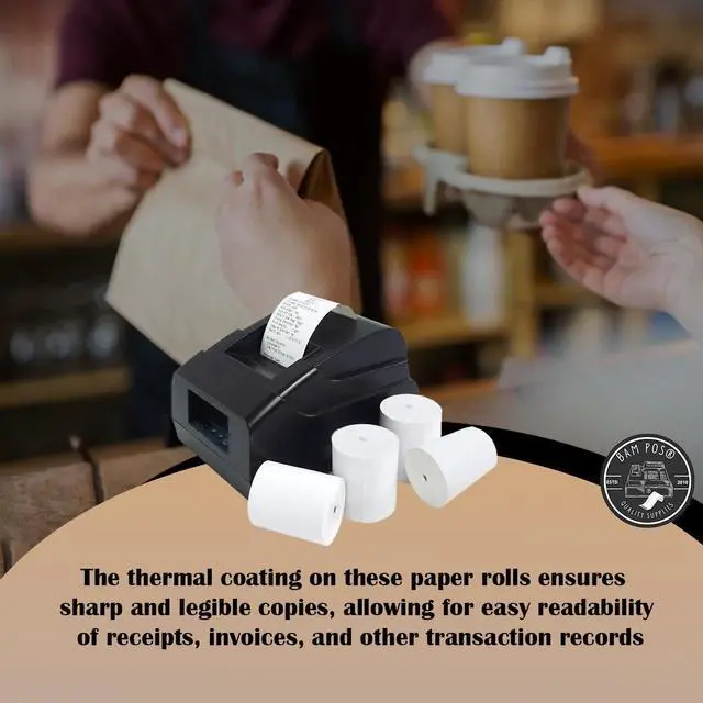 Alt view image 7 of 7 - 3 1/8" x 190' Thermal Receipt Paper Rolls For Most POS Systems and Receipt Printers, Compatible With Clover Station, Square Station, Toast Station, TM-T88, TSP Series (30 Rolls)