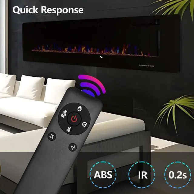 Alt view image 2 of 7 - Replacement Remote for Electric Fireplace,Compatible with Eueiriup&BOSSIN Recessed and Wall Mounted Fire Places Electric Fireplace.