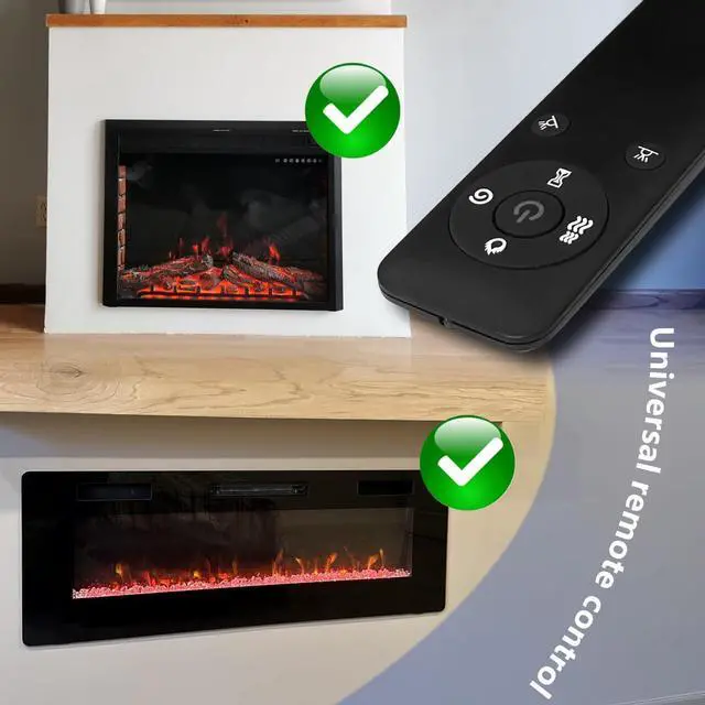 Alt view image 4 of 7 - Replacement Remote for Electric Fireplace,Compatible with Eueiriup&BOSSIN Recessed and Wall Mounted Fire Places Electric Fireplace.