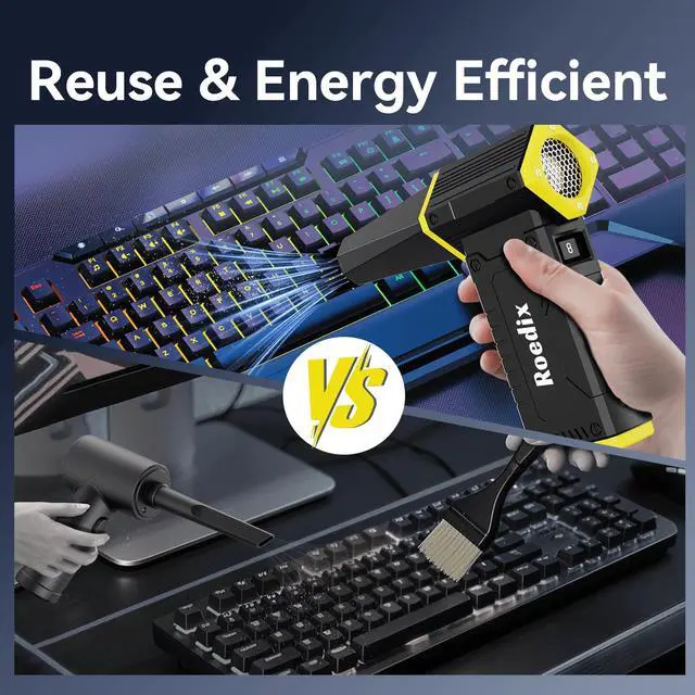 Alt view image 4 of 7 - Compressed Air Duster, 210000RPM 8-Gear Adjustable Electric Air Duster with LED Display, 10,000mAh Rechargeable Air Blower for Keyboard, PC, Car and Home Cleaning, Jet Dry Blower Replace Canned Air