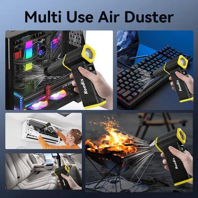 Alt view image 6 of 7 - Compressed Air Duster, 210000RPM 8-Gear Adjustable Electric Air Duster with LED Display, 10,000mAh Rechargeable Air Blower for Keyboard, PC, Car and Home Cleaning, Jet Dry Blower Replace Canned Air