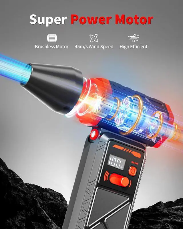 Alt view image 2 of 7 - Compressed Air Duster, 150000RPM Electric Air Duster with 8000mAh Rechargeable Battery, Stepless Speed, 90° Adjustable Nozzle & LED Light, Cordless Mini Air Blower for Pc, Keyboard, Car, Home,Outdoor