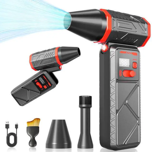 Main image of Compressed Air Duster, 150000RPM Electric Air Duster with 8000mAh Rechargeable Battery, Stepless Speed, 90° Adjustable Nozzle & LED Light, Cordless Mini Air Blower for Pc, Keyboard, Car, Home,Outdoor