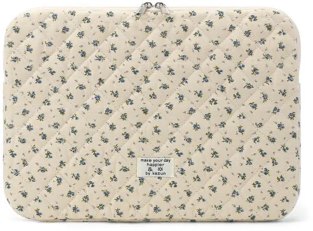 Main image of Puffy Laptop Sleeve 13-15.6 Inch Cute Quilted Laptop Protective Case Padded Floral Computer Sleeve for MacBook (A-Blue, 15 Inch)