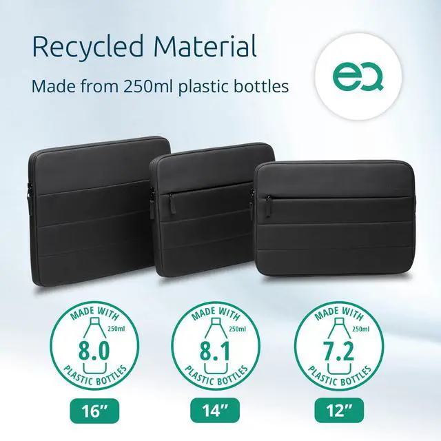 Alt view image 2 of 5 - EQ Laptop Sleeve 14", Durable Protective Case for Laptops and Tablets up to 14 inch - Compatible with MacBook Computers - Black(K60394WW)