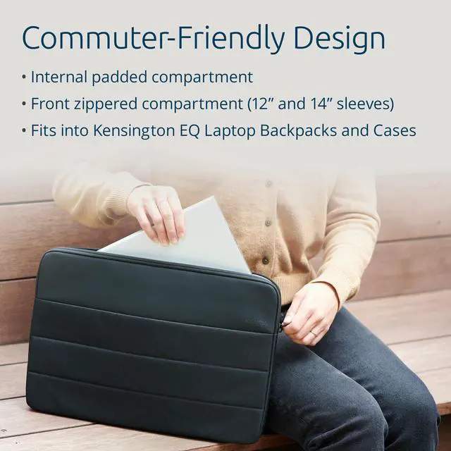 Alt view image 5 of 5 - EQ Laptop Sleeve 14", Durable Protective Case for Laptops and Tablets up to 14 inch - Compatible with MacBook Computers - Black(K60394WW)