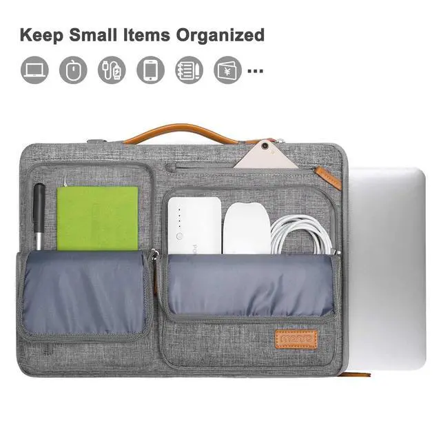 Alt view image 4 of 7 - 360 Protective Laptop Shoulder Bag,15-15.6 inch Computer Bags Compatible with MacBook Pro 16 inch, HP, Dell, Lenovo, Asus Notebook,Side Open Messenger Bag with 4 Zipper Pockets, Gray