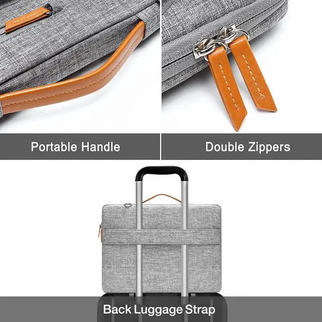 Alt view image 6 of 7 - 360 Protective Laptop Shoulder Bag,15-15.6 inch Computer Bags Compatible with MacBook Pro 16 inch, HP, Dell, Lenovo, Asus Notebook,Side Open Messenger Bag with 4 Zipper Pockets, Gray
