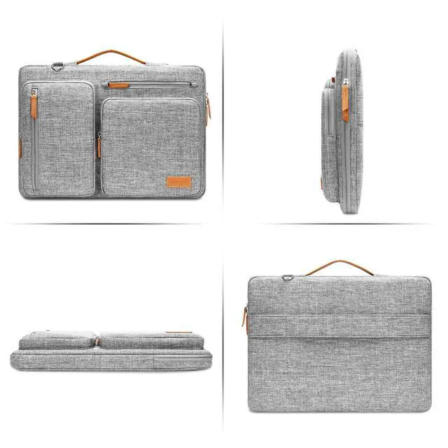 Alt view image 7 of 7 - 360 Protective Laptop Shoulder Bag,15-15.6 inch Computer Bags Compatible with MacBook Pro 16 inch, HP, Dell, Lenovo, Asus Notebook,Side Open Messenger Bag with 4 Zipper Pockets, Gray