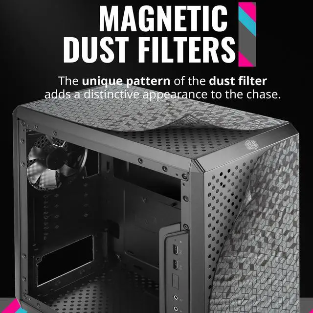 Alt view image 2 of 7 - Q300L Micro-ATX PC Case Compact mATX Computer Case with Magnetic Dust Filters, Modular Adjustable I/O Panel, Perforated Airflow Design, 1 x 120mm Pre-Installed Fan, Black
