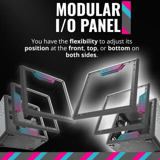 Alt view image 5 of 7 - Q300L Micro-ATX PC Case Compact mATX Computer Case with Magnetic Dust Filters, Modular Adjustable I/O Panel, Perforated Airflow Design, 1 x 120mm Pre-Installed Fan, Black