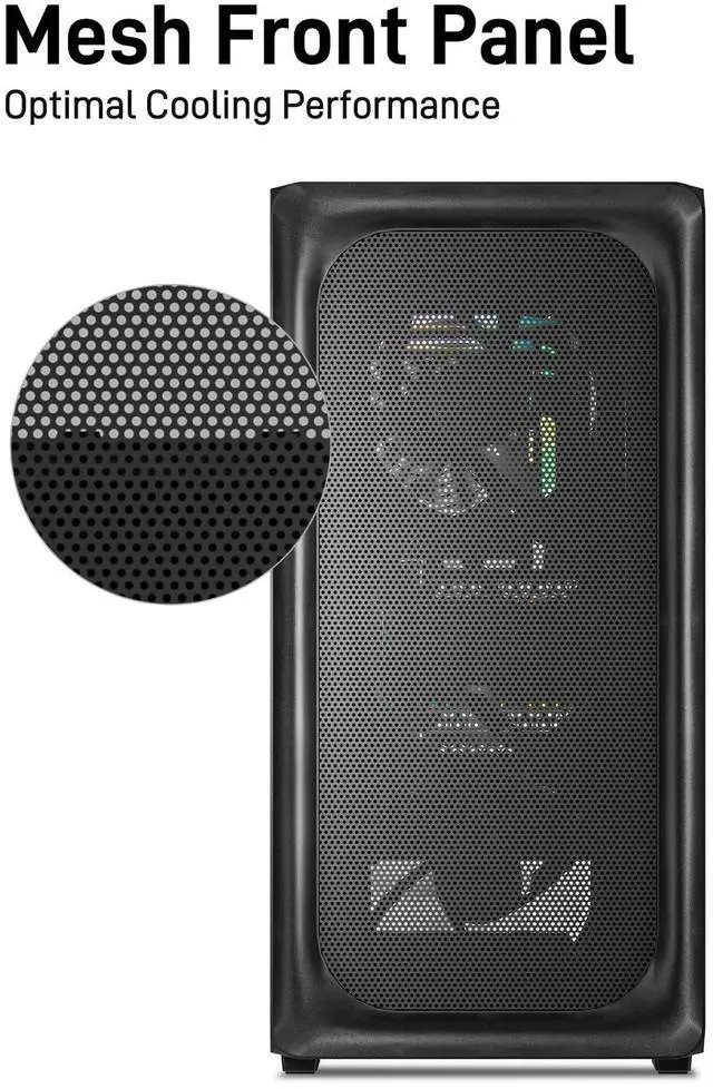 Alt view image 2 of 7 - EC2 Black ATX Mid Tower PC Case, Type-C Ready, Supports 50 Series Graphics Cards, Tempered Glass Side Panel, up to 8 x 120mm Cooling Fans & 1 x 360mm Radiator, 1 x Pre-Installed Fan