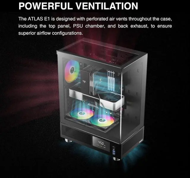 Alt view image 3 of 7 - GAMDIAS ATX Mid Tower Computer Case with Tempered Glass, Gaming PC Case w/Temperature Display LCD & 3X 120mm ARGB Fans, Support Up to 5X Fans, 240mm AIO/Radiator, 340mm GPU/VGA, 160mm CPU Air Cooler
