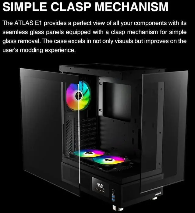 Alt view image 5 of 7 - GAMDIAS ATX Mid Tower Computer Case with Tempered Glass, Gaming PC Case w/Temperature Display LCD & 3X 120mm ARGB Fans, Support Up to 5X Fans, 240mm AIO/Radiator, 340mm GPU/VGA, 160mm CPU Air Cooler