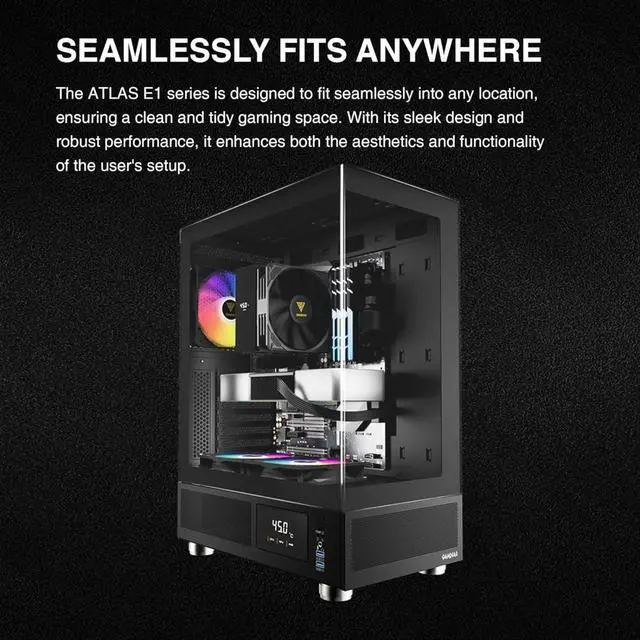 Alt view image 6 of 7 - GAMDIAS ATX Mid Tower Computer Case with Tempered Glass, Gaming PC Case w/Temperature Display LCD & 3X 120mm ARGB Fans, Support Up to 5X Fans, 240mm AIO/Radiator, 340mm GPU/VGA, 160mm CPU Air Cooler