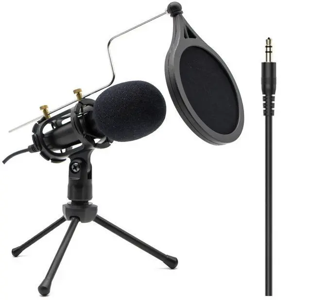 Main image of Condenser Recording Microphone, 3.5mm Plug Mic for PC, Broadcast Microphone for Singing, Gaming, Computer, Desktop, Laptop, MAC Windows, Online Chatting, Podcast, Skype, YouTube