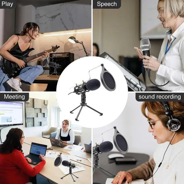 Alt view image 6 of 6 - Condenser Recording Microphone, 3.5mm Plug Mic for PC, Broadcast Microphone for Singing, Gaming, Computer, Desktop, Laptop, MAC Windows, Online Chatting, Podcast, Skype, YouTube