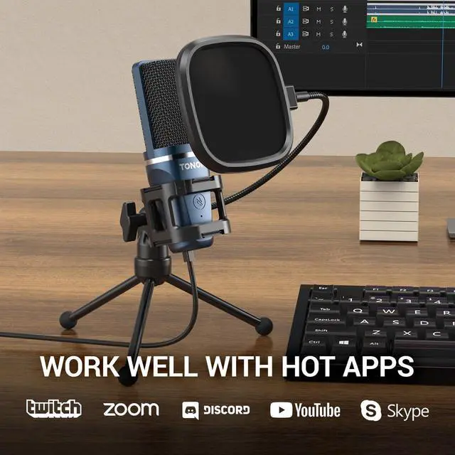 Alt view image 7 of 7 - TC-777 Podcast Microphone, USB Computer Microphone, Cardioid Condenser PC Mic with Tripod Stand and Pop Filter for Podcasting, Streaming, Vocal Recording, Compatible with PC & Laptop, PS4/5