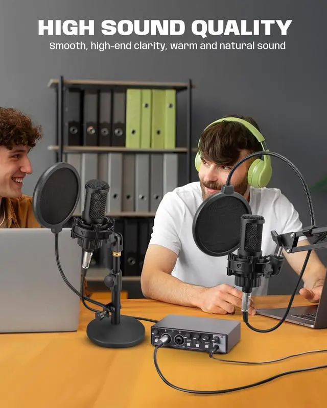 Alt view image 5 of 7 - XLR Podcast Microphone, Professional Cardioid Studio Condenser Microphone XLR with 26mm Large Diaphragm for Recording, Streaming, Gaming, ASMR, Computer PC Mic Kit with Boom Arm, Pop Filter