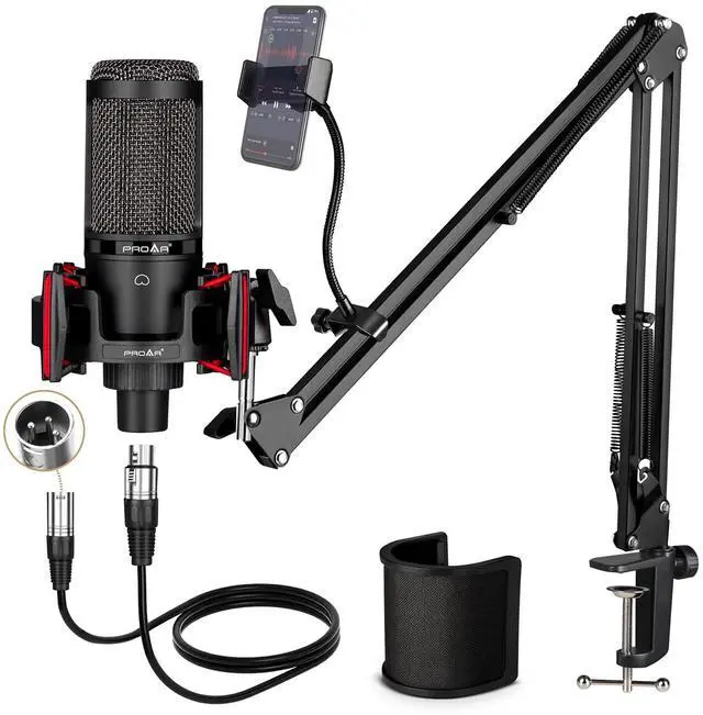 Main image of Condenser Microphone XLR,Professional Studio Recording Microphone for Computer PC,Cardioid Podcast Mic Kit with Boom Arm,Gaming Microphone for Streaming,ASMR,Singing,Voice Over,Vocal,YouTube,Zoom