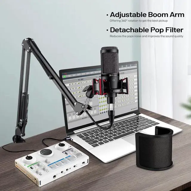 Alt view image 6 of 6 - Condenser Microphone XLR,Professional Studio Recording Microphone for Computer PC,Cardioid Podcast Mic Kit with Boom Arm,Gaming Microphone for Streaming,ASMR,Singing,Voice Over,Vocal,YouTube,Zoom