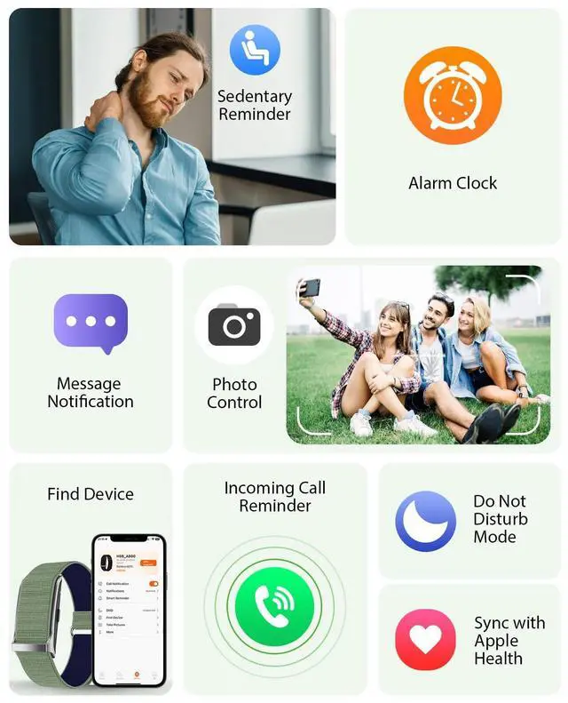 Alt view image 6 of 6 - Smart Bracelet, Wearable Activity & Fitness Tracker Band, 24H Sleep Tracker, All-Day Continuous Heart Rate Blood Pressure Stress HRV Monitor, 120+ Sport Modes Smart Wristband Free APP 2 Bands Blue