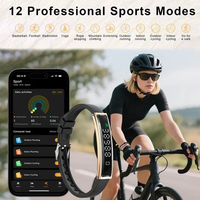 Alt view image 3 of 7 - Smart Bracelet for Women,Ultralight Fitness Tracker Smart Wristband with Heart Rate/Blood Oxygen/Sleep Monitor/Pedometer,Slim Smartwatch for Android iPhone,Activity Tracker,2 Band,Gold+Black