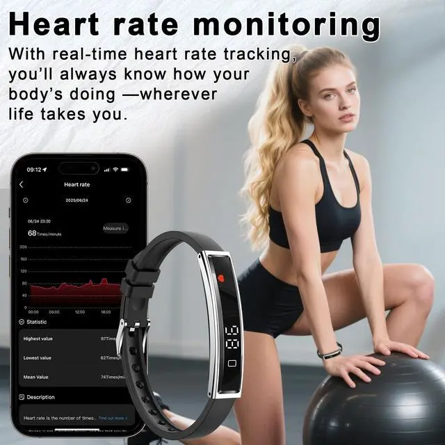 Alt view image 4 of 7 - Smart Bracelet for Women,Ultralight Fitness Tracker Smart Wristband with Heart Rate/Blood Oxygen/Sleep Monitor/Pedometer,Slim Smartwatch for Android iPhone,Activity Tracker,2 Band,Silver