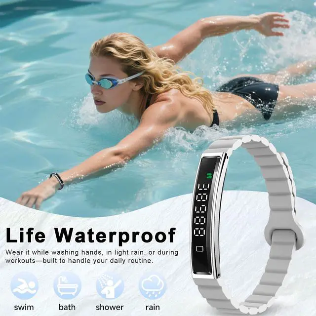 Alt view image 6 of 7 - Smart Bracelet for Women,Ultralight Fitness Tracker Smart Wristband with Heart Rate/Blood Oxygen/Sleep Monitor/Pedometer,Slim Smartwatch for Android iPhone,Activity Tracker,2 Band,Silver