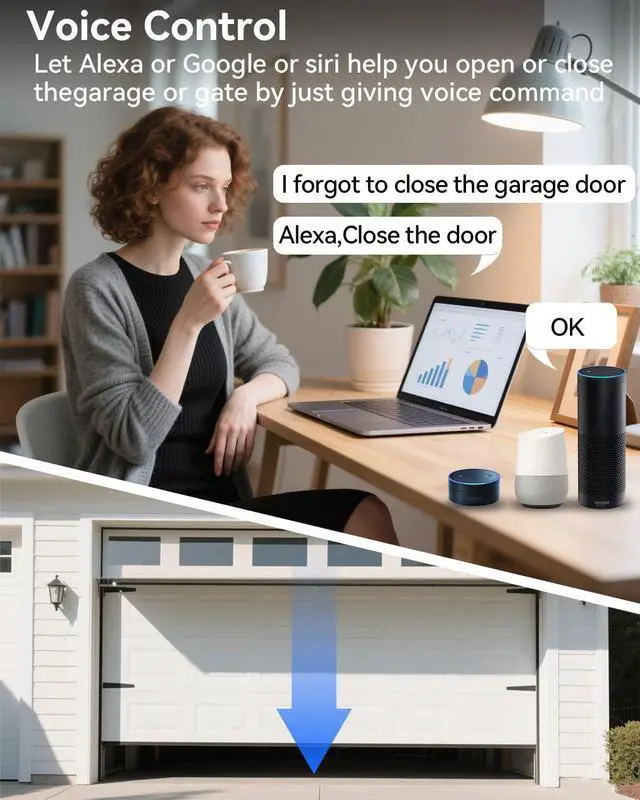 Alt view image 4 of 7 - Smart Garage Door Opener, Universal WiFi Garage Door Remote Controller with Smartphone App Control, Door Left Open Alert, Compatible with iOS, Android, Alexa, Google Assistant, IFTTT, No Hub Needed