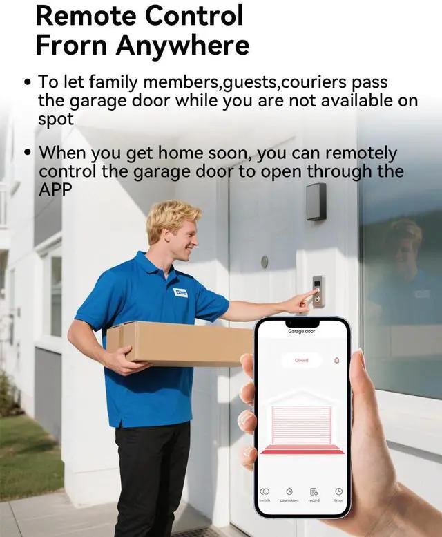 Alt view image 5 of 7 - Smart Garage Door Opener, Universal WiFi Garage Door Remote Controller with Smartphone App Control, Door Left Open Alert, Compatible with iOS, Android, Alexa, Google Assistant, IFTTT, No Hub Needed
