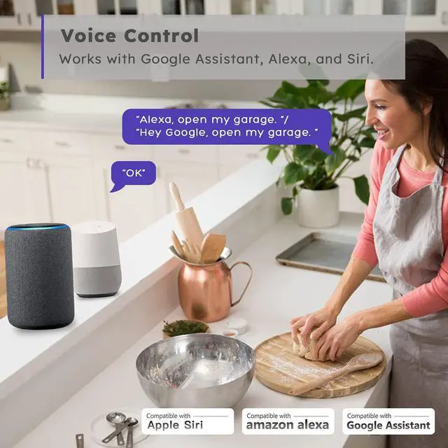 Alt view image 4 of 7 - Smart Garage Door Opener Remote (2nd Gen), Universal Wi-Fi Garage Door Controller, wirling-Free, APP Control, Compatible with Alexa, Google Assistant, Siri, No Hub Needed