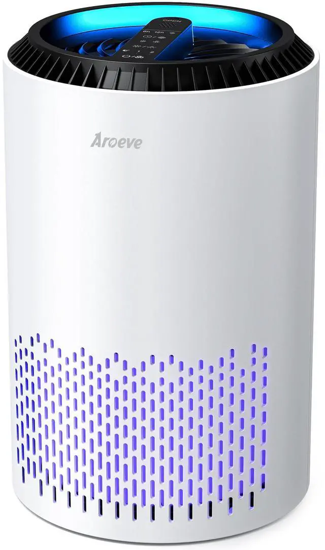 Main image of Air Purifiers for Bedroom Home, 3 Layer Filter for Smoke Pollen Allergies Pet Dander Odor, Sleep Mode for Better Sleep, Energy Saving, 3 Speeds, Timer for Office, Dorm, Kitchen, MK01, White