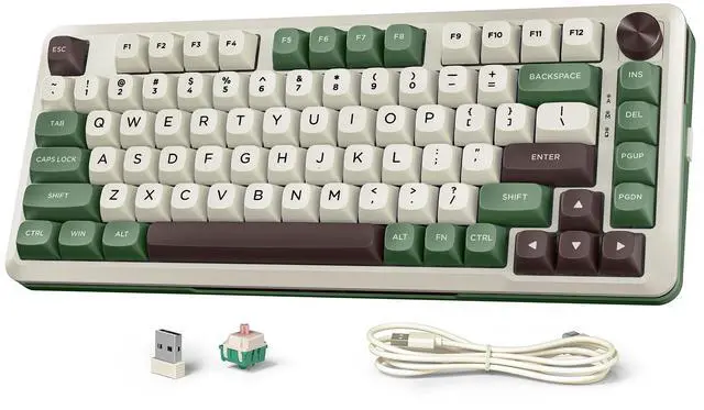 Main image of Wireless Mechanical Keyboard, Gasket Mounted RGB Gaming Keyboard with Volume Knob, MDA-Profile, Pre-Lubed Linear Switches, 81 Keys 75 Tri-Mode Hot Swappable for PC/Xbox/PS (Matcha)