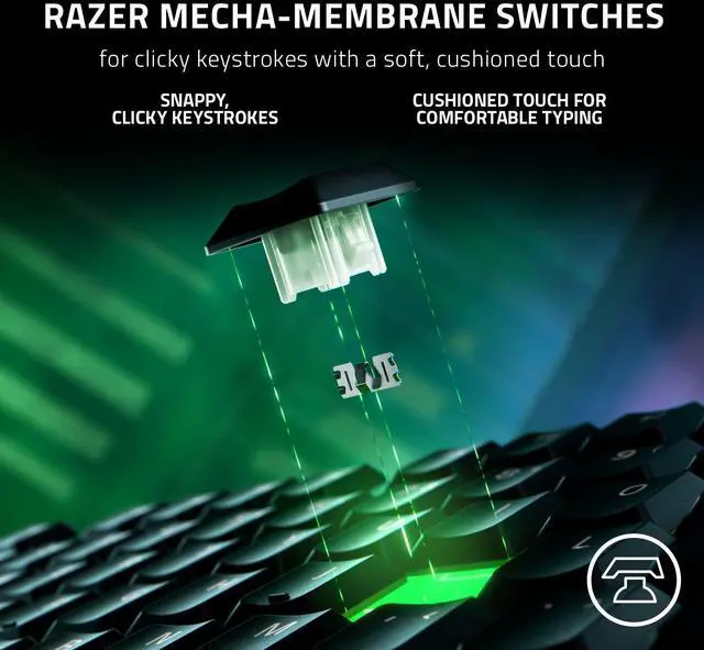 Alt view image 3 of 7 - Gaming Keyboard: Low Profile Keys - Mecha Membrane Switches - UV Coated Keycaps - Backlit Media Keys - 10 Zone RGB Lighting - Spill Resistant - Magnetic Wrist Wrest - Snap Tap