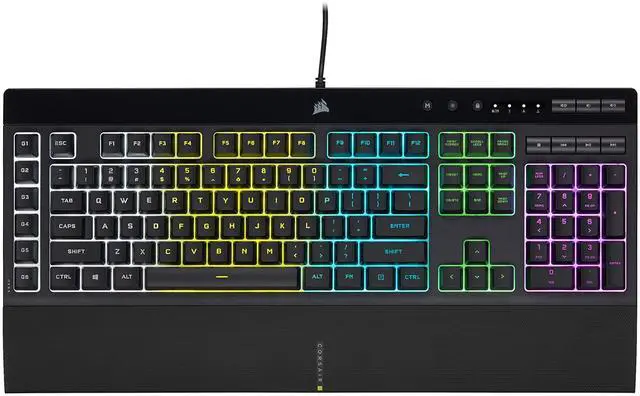 Main image of K55 RGB PRO Membrane Wired Gaming Keyboard IP42 Dust and Spill-Resistant 6 Macro Keys with Elgato Integration iCUE Compatible QWERTY NA PC, Mac, Xbox Black
