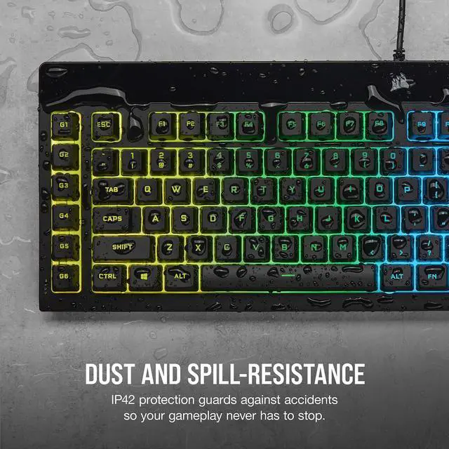 Alt view image 5 of 7 - K55 RGB PRO Membrane Wired Gaming Keyboard IP42 Dust and Spill-Resistant 6 Macro Keys with Elgato Integration iCUE Compatible QWERTY NA PC, Mac, Xbox Black